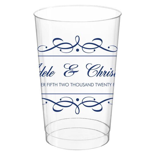 Royal Flourish Framed Names and Text Clear Plastic Cups